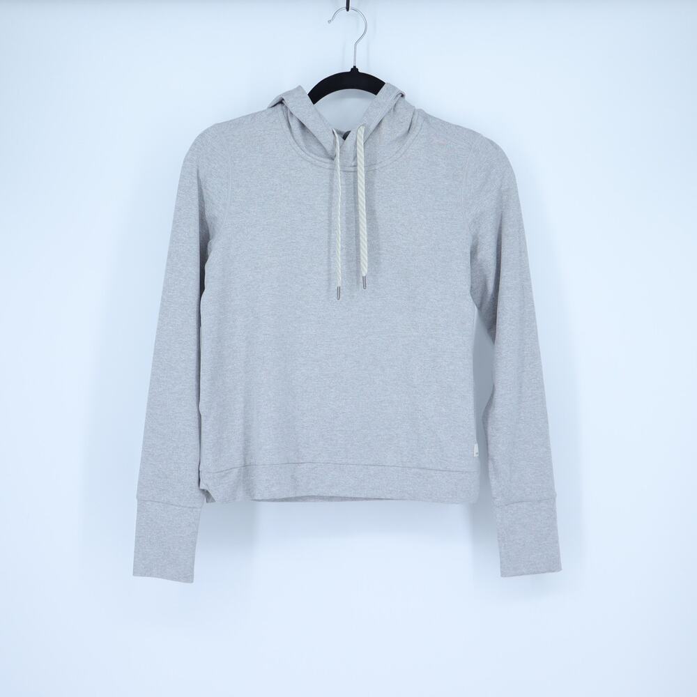 Vuori Halo Essential Hoodie Sweatshirt Gray Heather Cropped Pullover Women's XS